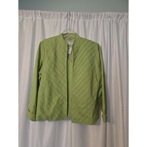 Coldwater Creek Women's 2 Piece Shell & Jacket Green Linen Blend Size 14